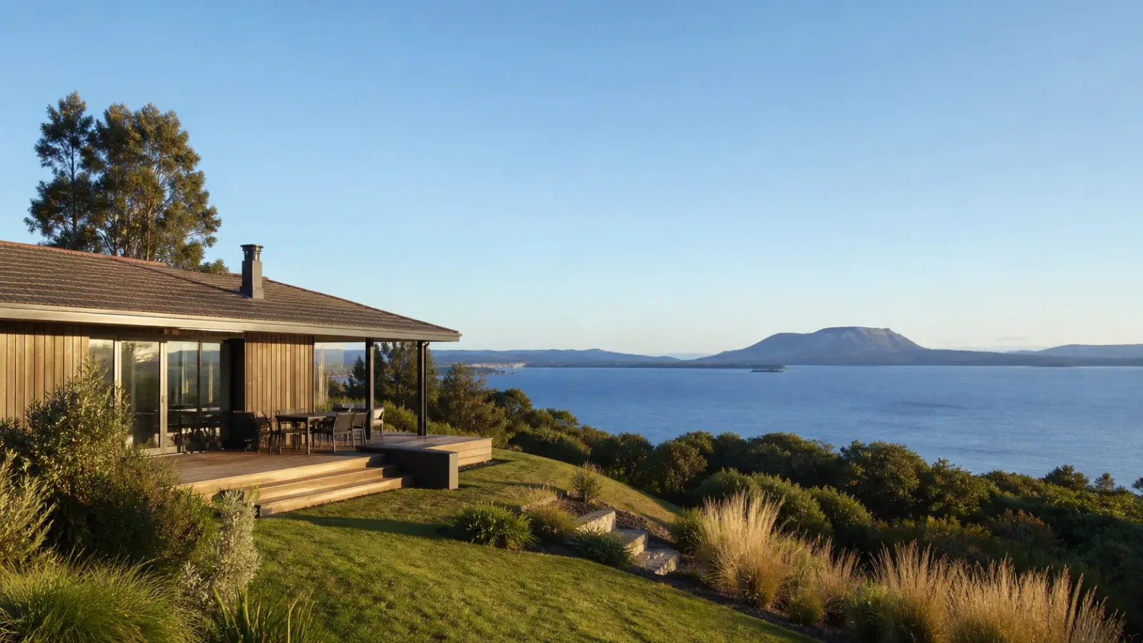 Lake Taupō holiday home with volcanic plateau views
